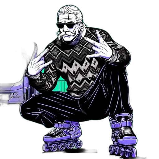 robot, jacket, animal, cyberpunk, concept art, vaporwave, pixel art, elderly transparent PNG cut-out