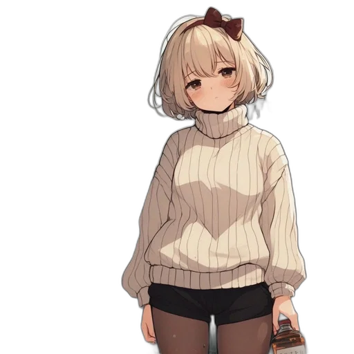 jacket, dress, staff, flower, pixel art, anime, concept art, cartoon transparent PNG cut-out