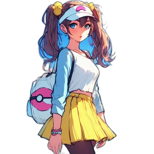 dress, staff, hat, jacket, anime, pixel art, concept art, watercolor transparent PNG cut-out