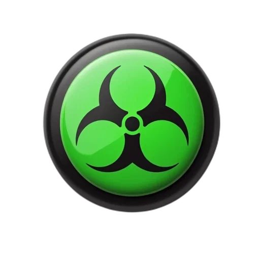 weapon, 3d render, green, button, black, border, biohazard, symbol transparent PNG cut-out