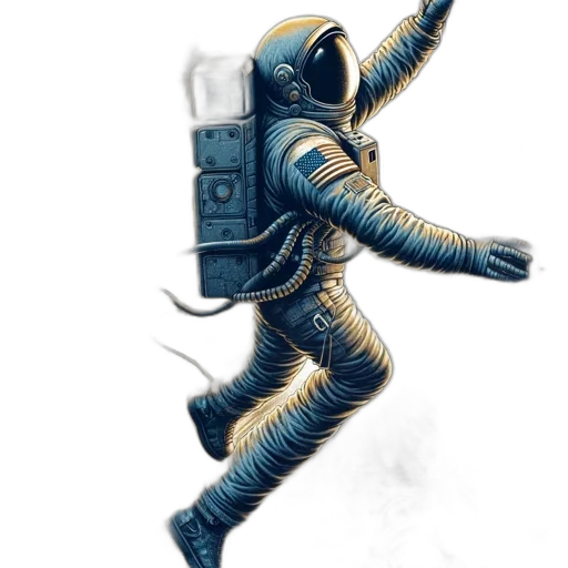 robot, jacket, concept art, comic book art, cyberpunk, fantasy art, outer space, blue transparent PNG cut-out