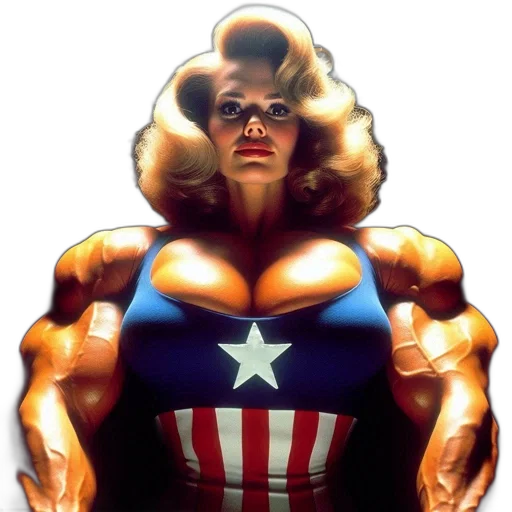 comic book art, concept art, photorealistic, woman, captain, america-inspired, costume, prominent transparent PNG cut-out