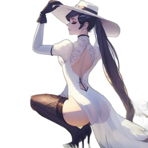 hat, dress, staff, mask, concept art, fantasy art, anime, watercolor transparent PNG cut-out