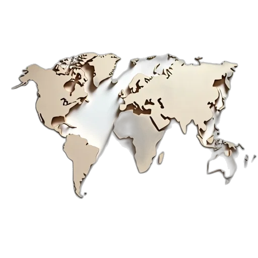 3d render, earth tones, paper, world, map, shadow, effect transparent PNG cut-out