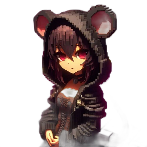 jacket, hat, staff, animal, pixel art, anime, cyberpunk, concept art transparent PNG cut-out