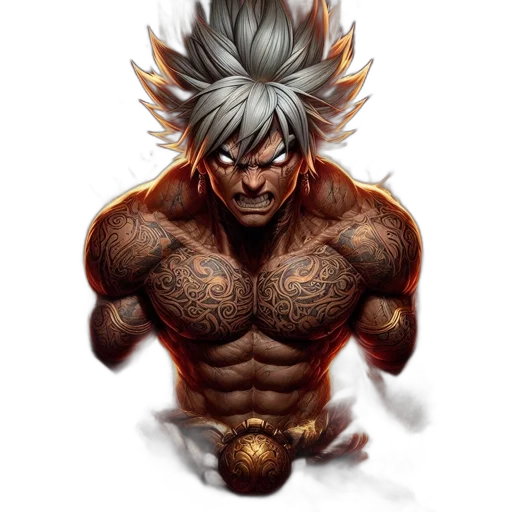 face, fantasy art, concept art, comic book art, pixel art, imposing, tattooed, figure transparent PNG cut-out