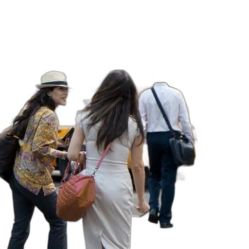 staff, hat, dress, 3d render, photorealistic, city street, woman, white transparent PNG cut-out