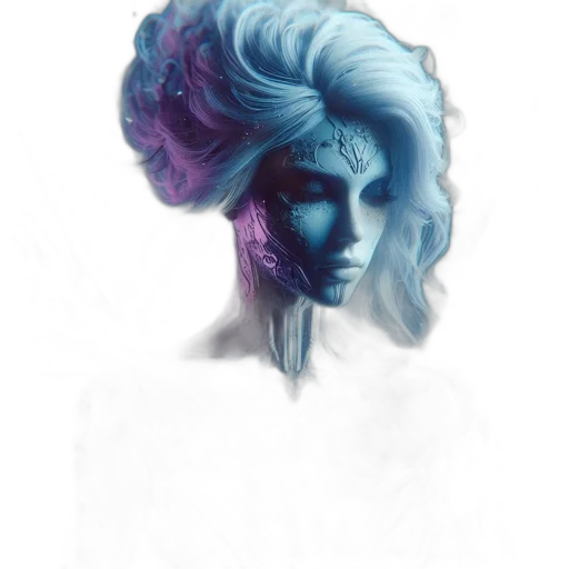 face, crown, hair, mask, fantasy art, concept art, watercolor, photorealistic transparent PNG cut-out