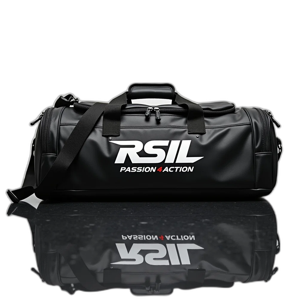 3d render, black, white, sports, bag, text, rsil, passion transparent PNG cut-out