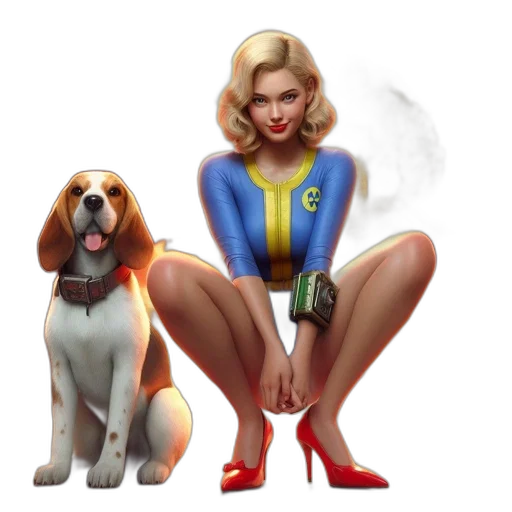concept art, comic book art, pixel art, cartoon, blonde, woman, blue, suit transparent PNG cut-out