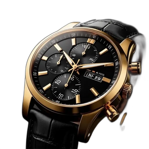 multifunction, watch, gold, tone transparent PNG cut-out