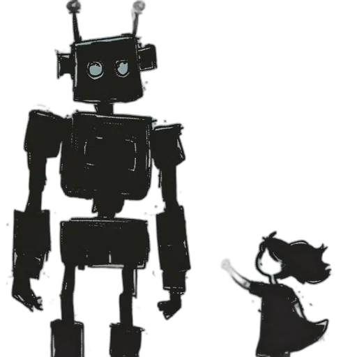 robot, creature, weapon, concept art, pixel art, comic book art, 3d render, monochrome transparent PNG cut-out