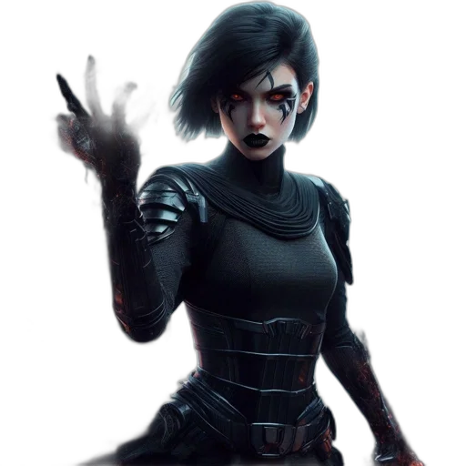 concept art, comic book art, fantasy art, cyberpunk, dark, urban, setting, woman transparent PNG cut-out