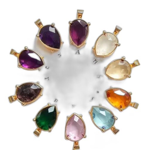 jewelry, crown, collection, various, gemstones, displayed, circular, arrangement transparent PNG cut-out