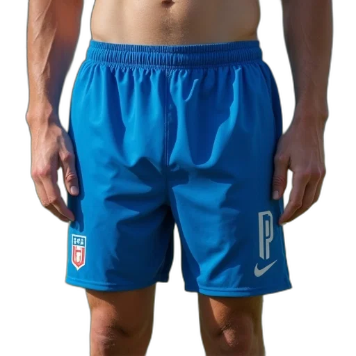 jacket, 3d render, blue, man, wearing, shorts, soccer, ball transparent PNG cut-out