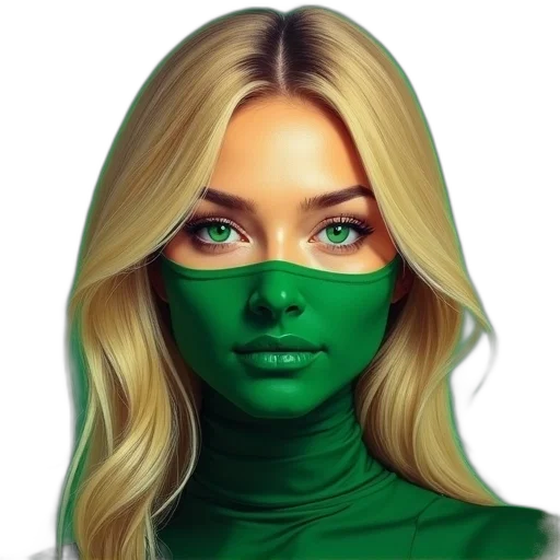 mask, face, photorealistic, fantasy art, oil painting, concept art, green, second transparent PNG cut-out