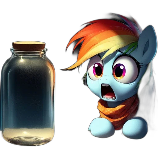 bottle, concept art, 3d render, pixel art, fantasy art, rainbow, dash, little transparent PNG cut-out
