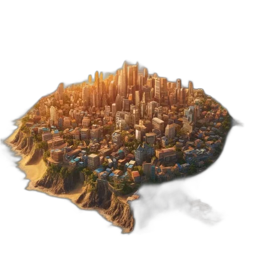 crown, concept art, pixel art, fantasy art, 3d render, fog, aerial, view transparent PNG cut-out