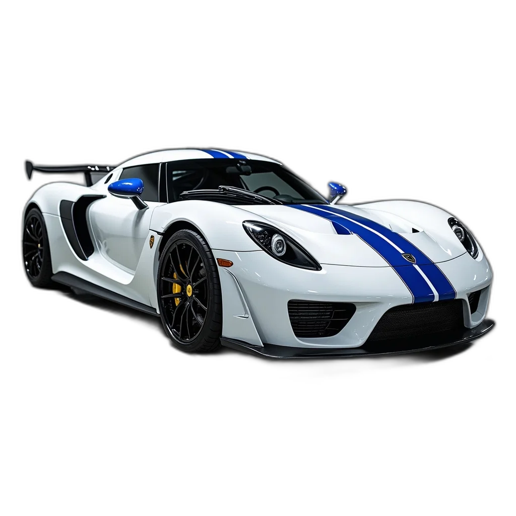 car, weapon, 3d render, photorealistic, white, sports, blue, racing transparent PNG cut-out