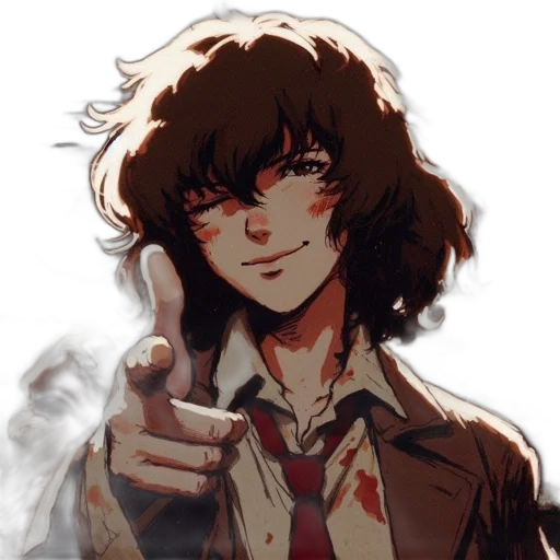 face, jacket, weapon, staff, pixel art, anime, concept art, comic book art transparent PNG cut-out