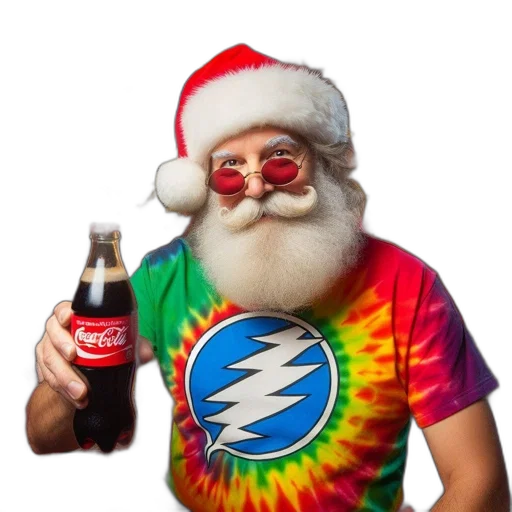 bottle, animal, food, creature, santa, claus, coca-cola, tie-dye transparent PNG cut-out