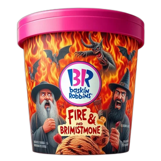 fire, creative, illustration, baskin, robbins, ice, cream, container transparent PNG cut-out