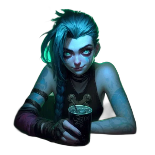 face, fantasy art, concept art, cyberpunk, comic book art, blue, green, dark transparent PNG cut-out