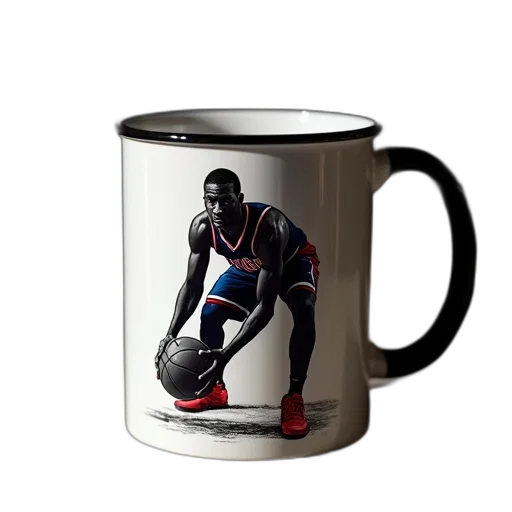 3d render, ceramic, coffee, mug, black, rim, white, interior transparent PNG cut-out