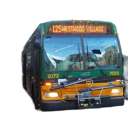 concept art, 3d render, photorealistic, green, yellow, bus, route, number transparent PNG cut-out