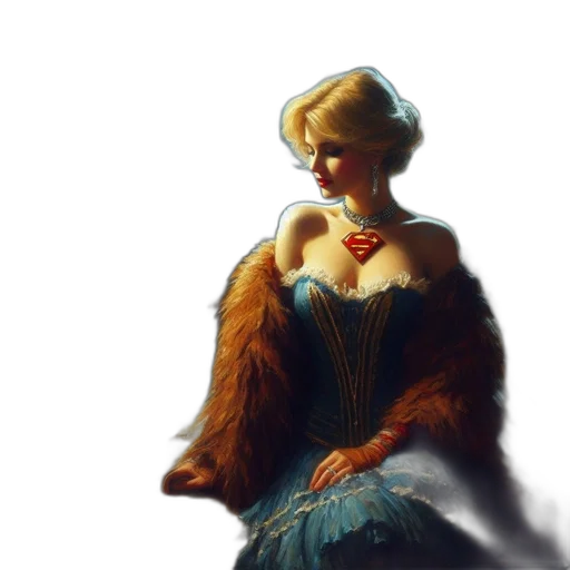 dress, crown, fantasy art, concept art, oil painting, pixel art, blue, dark transparent PNG cut-out
