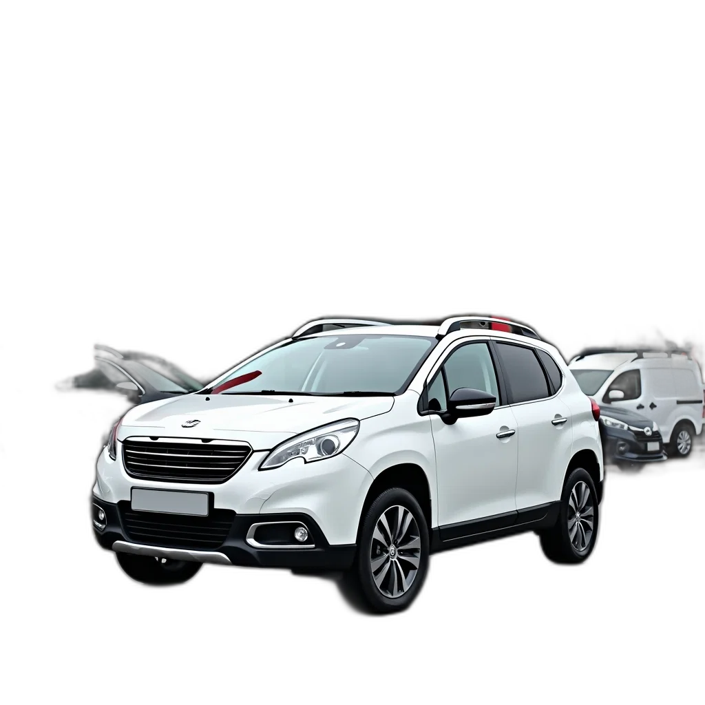 car, 3d render, white, suv, parked, front, dealership, red transparent PNG cut-out