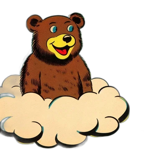 3d render, concept art, cartoon, image, shows, cheerful, bear, sitting transparent PNG cut-out