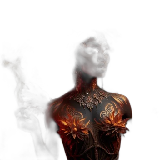 dress, robot, mask, flower, concept art, fantasy art, photorealistic, 3d render transparent PNG cut-out