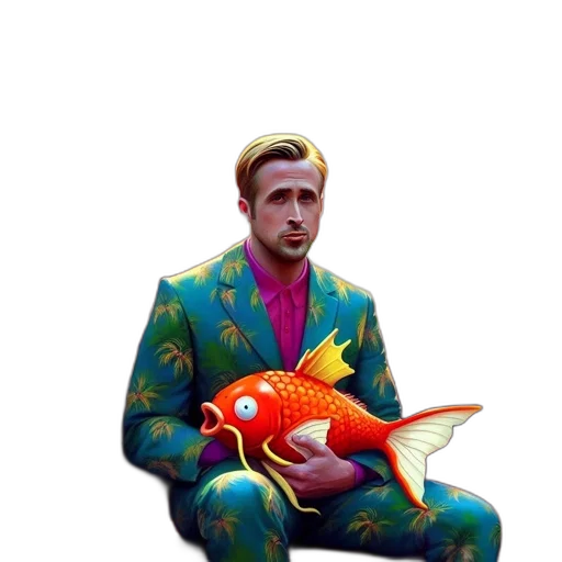 jacket, animal, creature, staff, concept art, vaporwave, 3d render, pixel art transparent PNG cut-out
