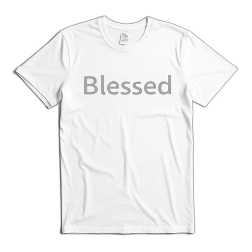 plain, white, t-shirt, word, blessed, bold, font, front transparent PNG cut-out