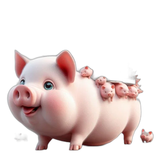 animal, 3d render, concept art, photorealistic, enormous, pig, dominates, foreground transparent PNG cut-out