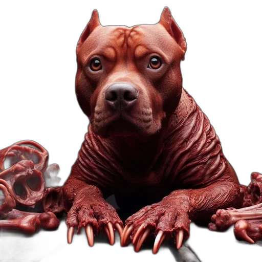 animal, creature, face, photorealistic, 3d render, concept art, stylized, pitbull-like transparent PNG cut-out