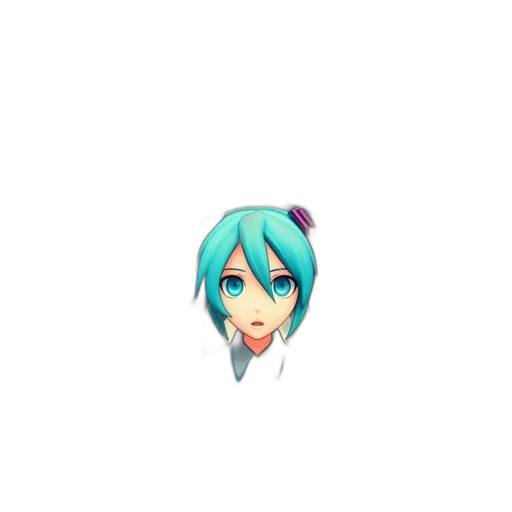 face, staff, creature, hair, pixel art, anime, vaporwave, 3d render transparent PNG cut-out