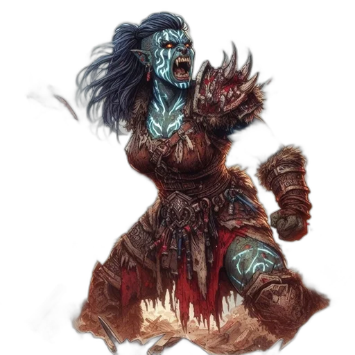 face, fantasy art, concept art, comic book art, pixel art, blue, dark, orc-like transparent PNG cut-out