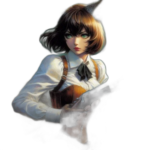 staff, jacket, face, robot, concept art, fantasy art, comic book art, photorealistic transparent PNG cut-out