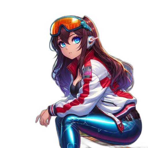 jacket, weapon, staff, robot, anime, pixel art, concept art, fantasy art transparent PNG cut-out