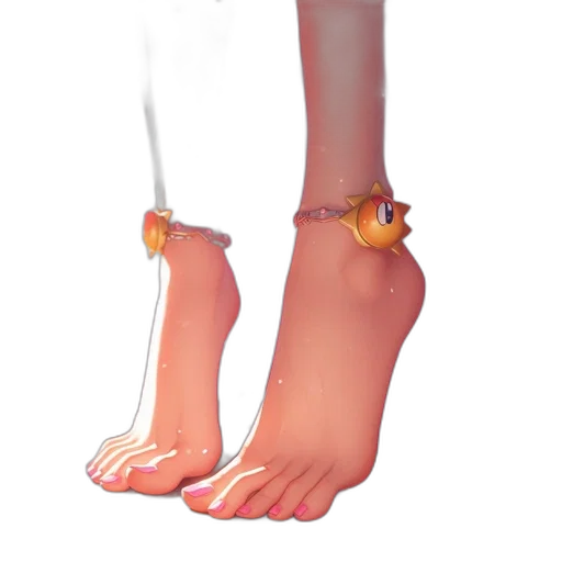 shoes, jewelry, staff, robot, 3d render, concept art, vaporwave, photorealistic transparent PNG cut-out