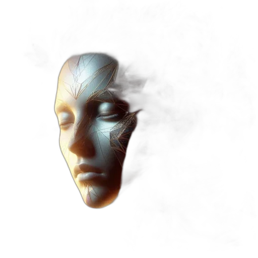 mask, face, robot, creature, 3d render, concept art, photorealistic, vaporwave transparent PNG cut-out