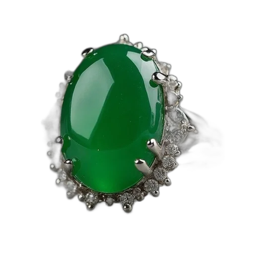 jewelry, crown, green, jade, silvertone, ring, cluster transparent PNG cut-out