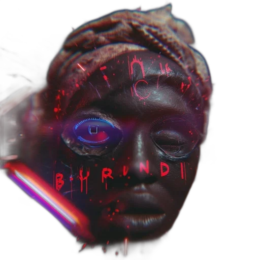 mask, face, crown, vaporwave, 3d render, cyberpunk, concept art, features transparent PNG cut-out