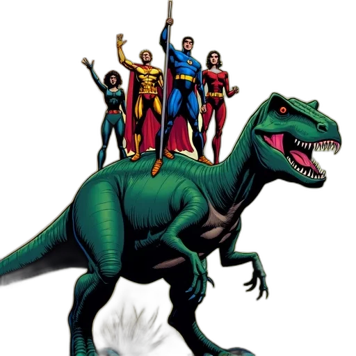 comic book art, concept art, vibrant, comic, book, illustration, featuring, group transparent PNG cut-out