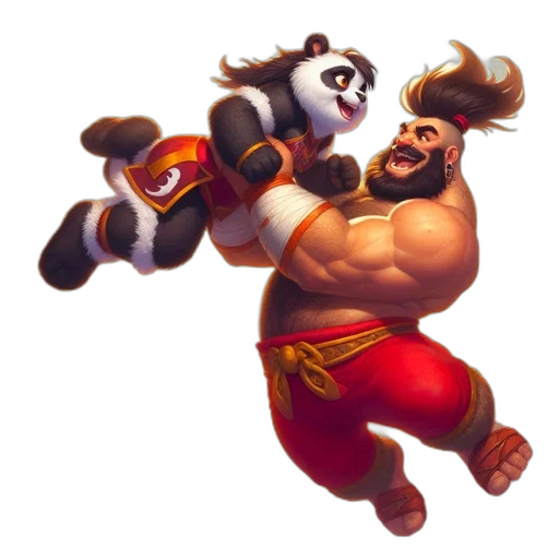 concept art, fantasy art, pixel art, muscular, man, beard, wearing, red transparent PNG cut-out