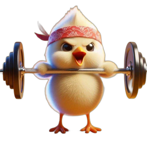 weapon, animal, hat, concept art, 3d render, cute, animated, chick transparent PNG cut-out