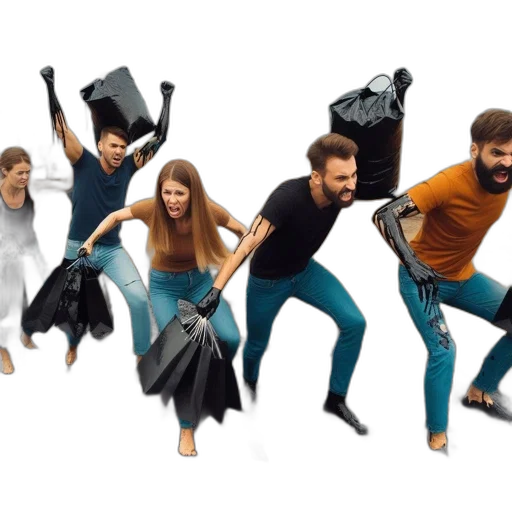umbrella, staff, furniture, concept art, 3d render, five, people, black transparent PNG cut-out