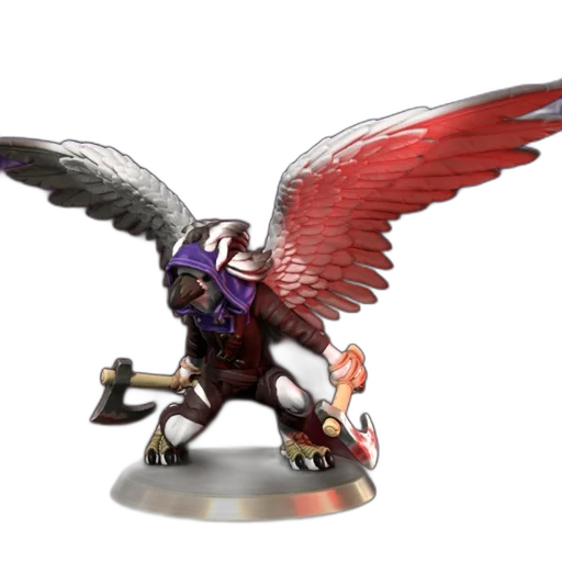 dragon, concept art, 3d render, fantasy art, bird-humanoid, figure, wields, hammer transparent PNG cut-out